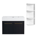 Modern Wall Mounted Bathroom Vanity With Left Sink And Storage Rack