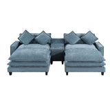 Modern Sectional Sofa With Removable Ottomans, USB Ports