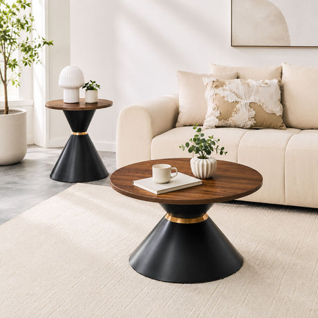 2 Piece Round Coffee Table Set For Living Room