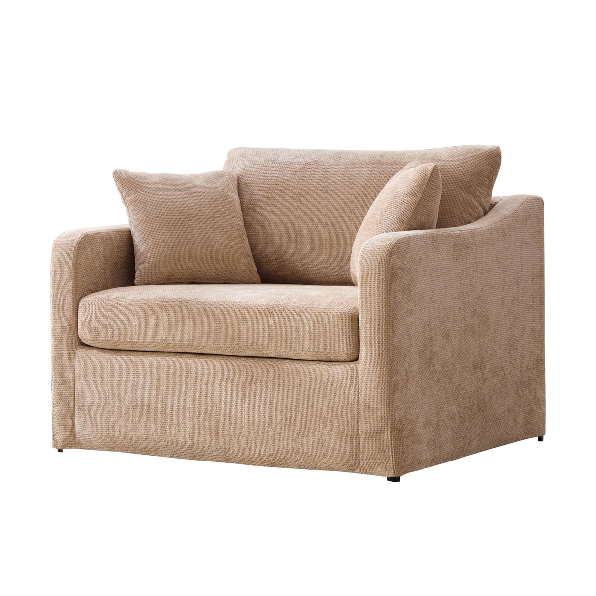 Farmhouse Accent Chair With 2 Bolster Pillows