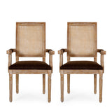 Elegant French Country Style Dining Chair With Cane Backrest