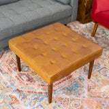 Mark - Tufted Square Genuine Upholstered Ottoman