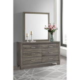 Funston - 6 Drawer Dresser With Mirror - Brown Oak
