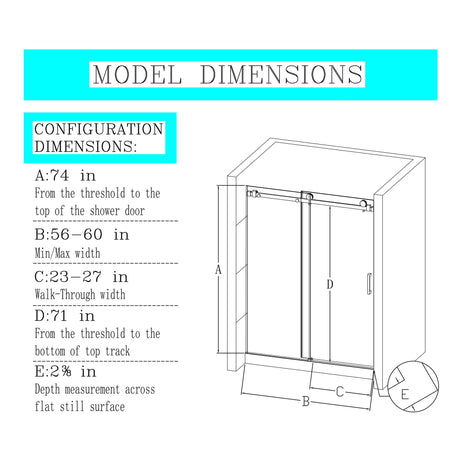 Frameless Single Sliding Shower Door, Sgcc Tempered Glass, Reversible