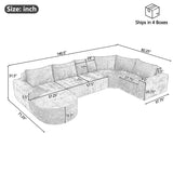 Modular Cloud Sectional Sofa Set, U-Shaped Upholstered Couch With Deep Seat