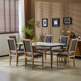 French Country Style Dining Chair With Upholstered Seating And Fluted Legs