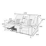 Power Motion Living Room Set With USB Port, Adjustable Headrest, Cup Holder