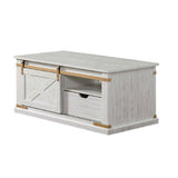 Coffee Table With Storage Drawer And Open Shelves - Antique White / Gold