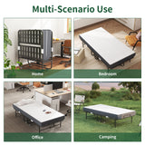 Twin Extra Long Folding Bed For Tall People, Heavy-Duty Rollaway Guest With Memory Foam Mattress - Black