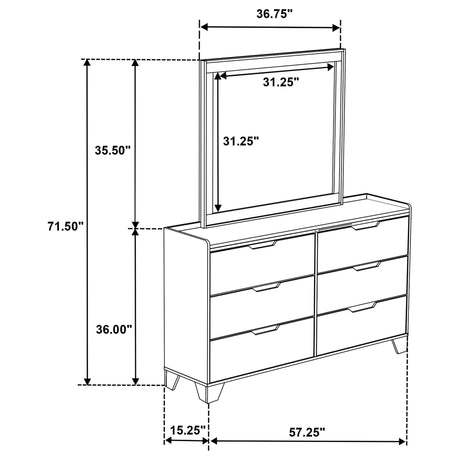 Packard - 6 Drawer Dresser With Mirror - Oak