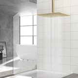16" Square Rainfall Shower Head Fixed Wall Mount With Full Body Coverage & Self Cleaning Silicone Nozzles