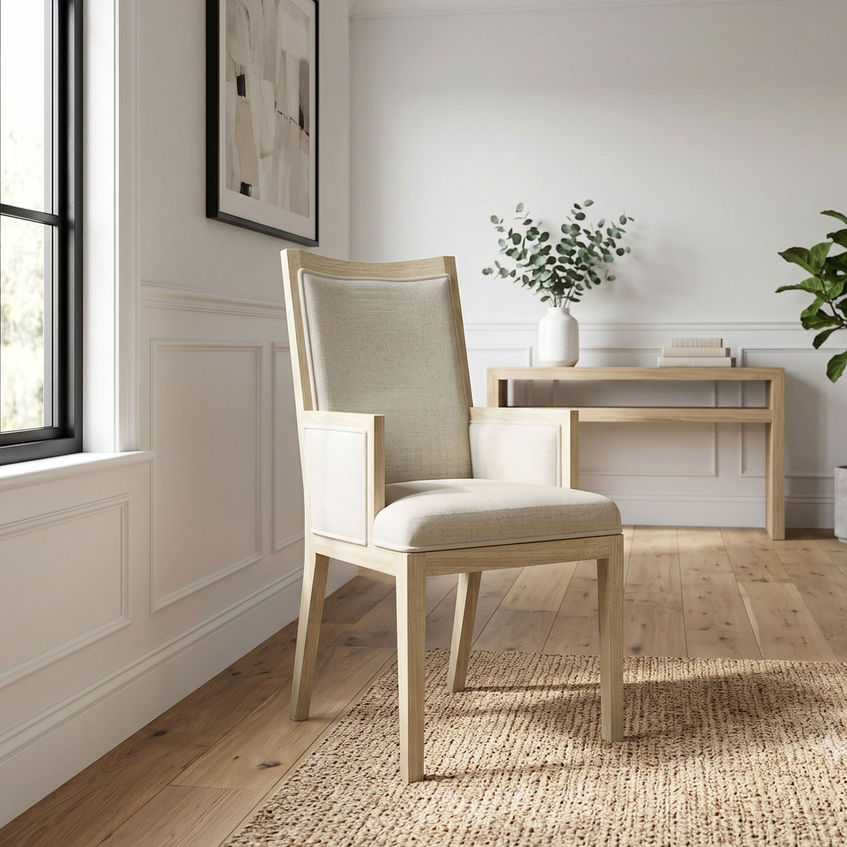 Adeline - Upholstered Arm Chair - Natural Wood Wash