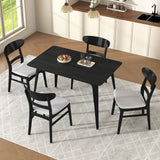5 Piece Dining Set With 1 Table And 4 Upholstered Chairs - Black / Light Gray