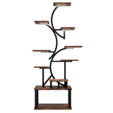 S - Shaped, 10 Tier Plant Stand With 5 Grow Lights - Deep Rustic Brown