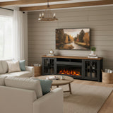 Fireplace TV Stand Console For TVs Up To 100" - Black / Whiskey