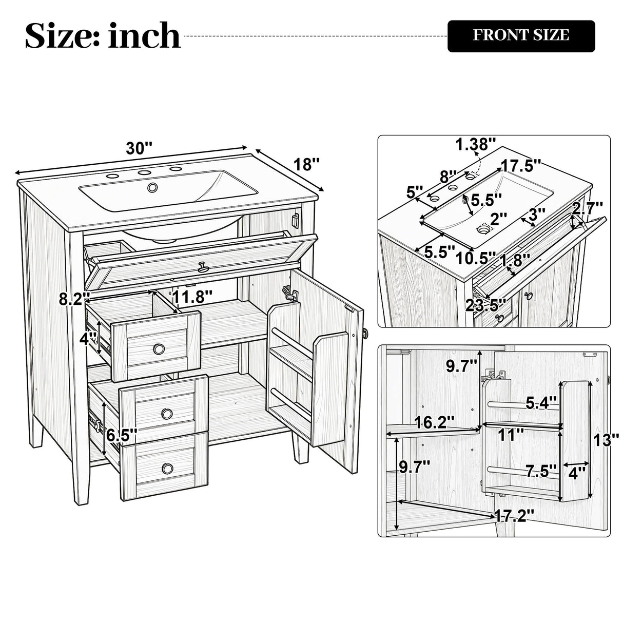 Bathroom Vanity With Sink, Soft Closing Cabinet