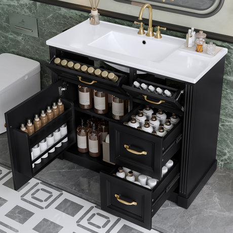 Modern Bathroom Vanity With Sink, 4 Drawers, Soft-Close Door, Adjustable Shelf
