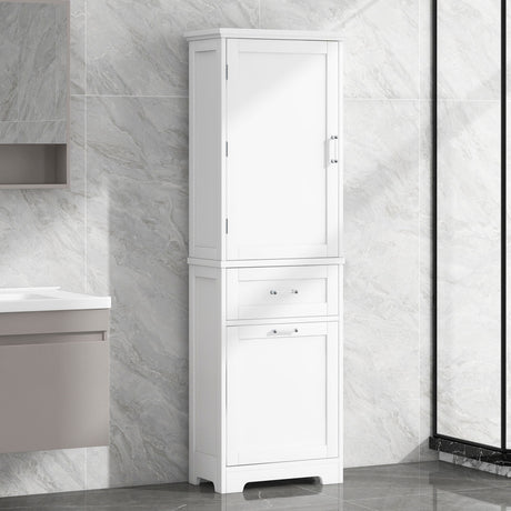 Tall Freestanding Bathroom Storage Cabinet With Adjustable Shelf And 2 Drawers