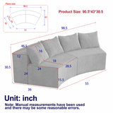 Curved Sectional Sofa With 4 Pillows, Modular Semi Circular Design