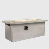 Rectangular Propane Gas Fire Pit Table With 60000 Btu For Outdoor Spaces - Light Gray