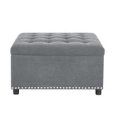 Square Tufted Storage Ottoman With Nailhead Trim