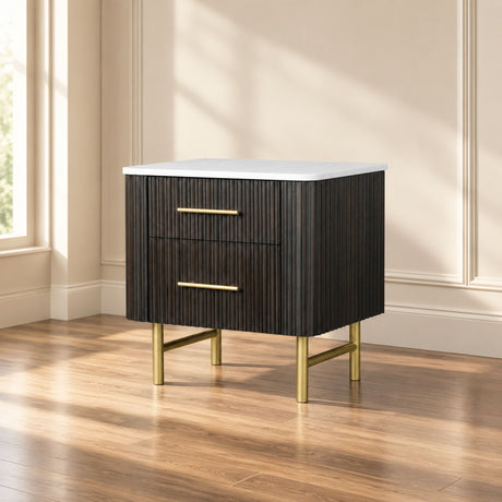 Clayten - Nightstand - Espresso / White Marble