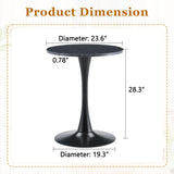 Round Dining Table With Faux Marble Top And Metal Pedestal +, 23.6" Diameter For Kitchen, Living Room, Small Spaces