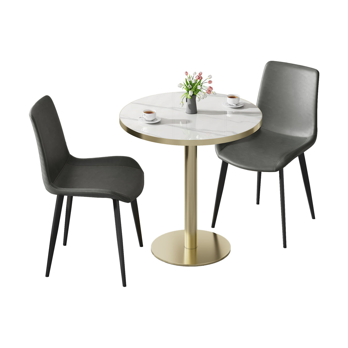 Round Bistro Table - Gold / White
