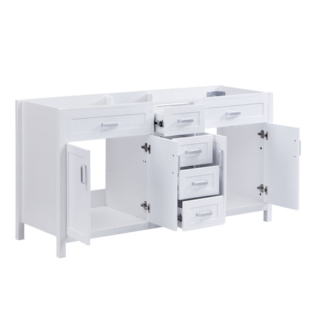 Bathroom Vanity Cabinet Only, Soft Close Doors & Drawers, 4 Drawers & 2 Double Door Cabinets - White