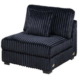 Armless Chair With Pillow, Living Room Furniture, Soft Upholstered - Black