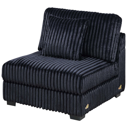 Armless Chair With Pillow, Living Room Furniture, Soft Upholstered - Black
