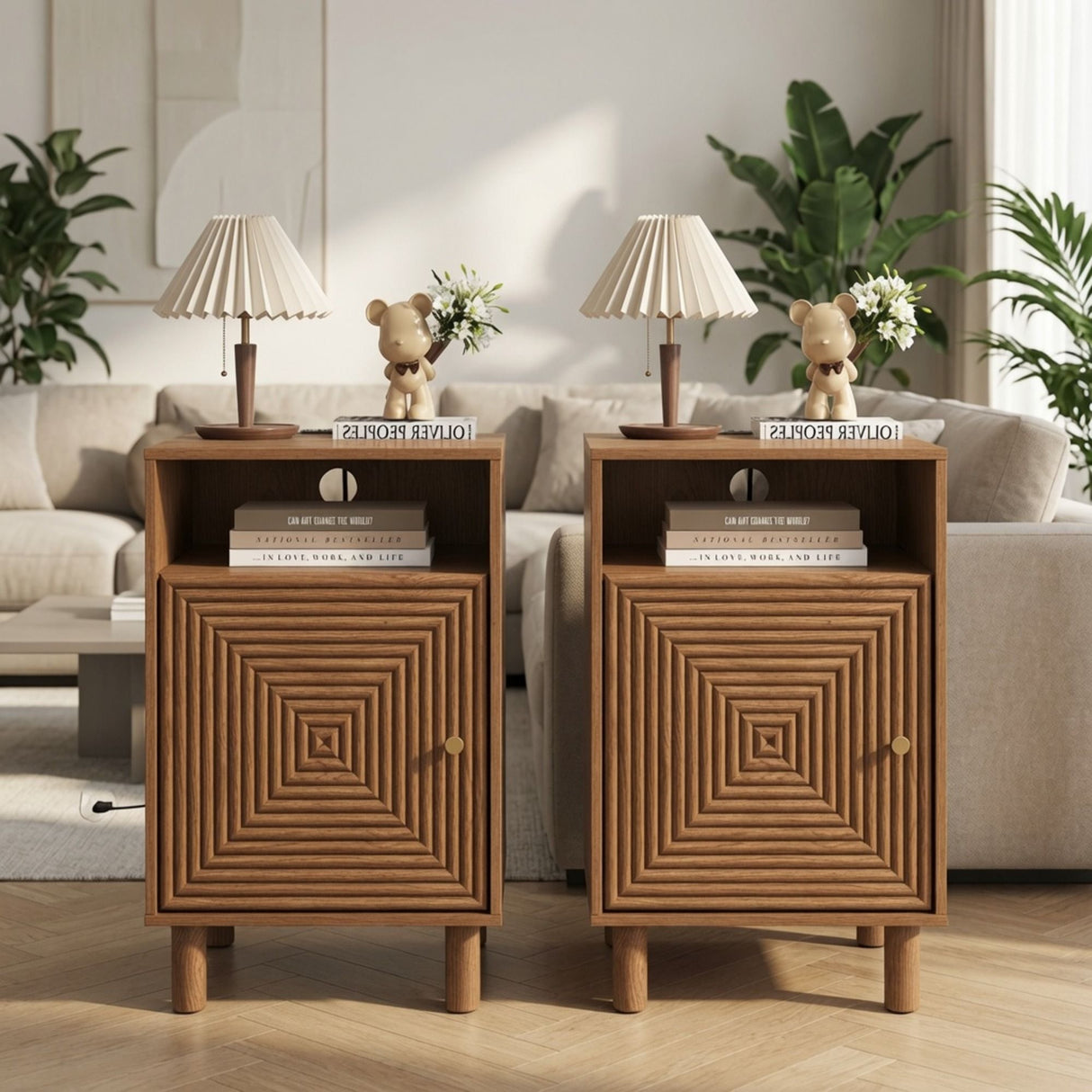 Nightstand With Charging Station & Storage