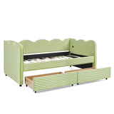 Gingham Daybed With USB Charging Port, Wave-Shaped Design