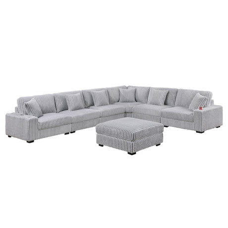 Contemporary Style Modular Sectional Sofa Set With USB, Cup Holder