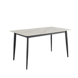 Dining Table Round White Sintered Stone Top Heavy Duty Metal Legs Waterproof Surface For Kitchen Dining Room Or Office Furniture - White / Black