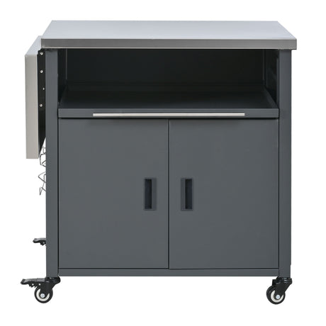Foldable Outdoor Prep Station BBQ Cart With Trash Rack