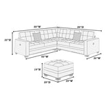 Casual Simple Tufted Sectional 4 Piece Set With USB Loveseat
