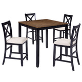 5 Piece Counter Height Dining Table Set With 4 Chairs