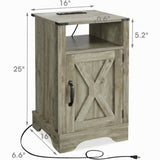 Farmhouse Nightstand, Charging Station & Storage