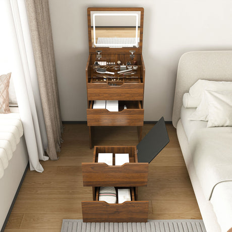 Vanity Desk With Lighted Mirror & Stool