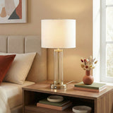 Luna - Table Lamp With On / Off Switch Clear Body Base - Clear / Silver / White