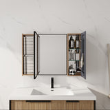 Wall Mounted Cabinet With Soft Close Door, Adjustable Shelves Storage For Bathroom - Imitative Oak