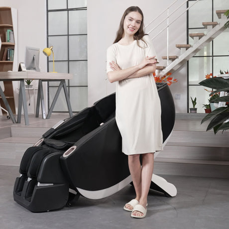 SL Type Pulley Guide, 2D Motor-Massage Manipulator-Space Saver Design, Track Sliding Zero Gravity Multifunction Massage Chair - Black