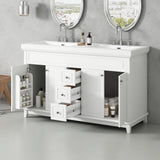 Bathroom Vanity With Double Sinks, 3 Drawers & 4 Doors - White
