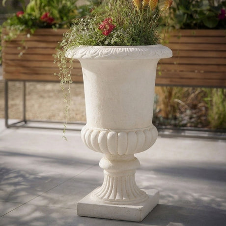 Roman Urn Planter Pot For Indoor / Outdoor - Beige White