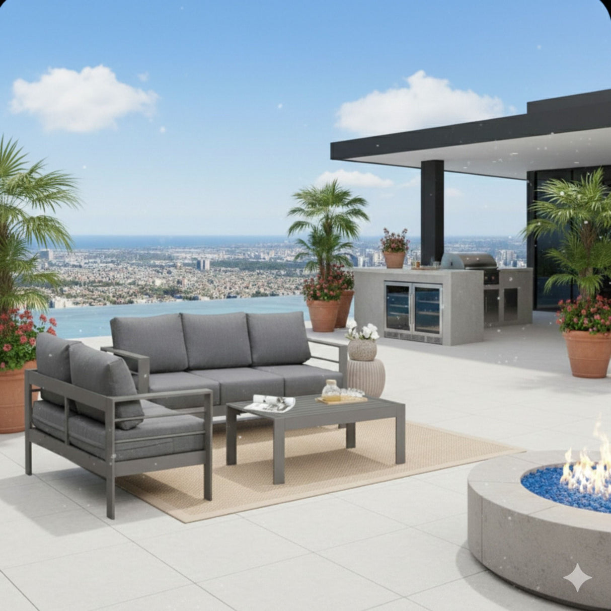Outdoor Patio Set All-Weather With Thick Cushions
