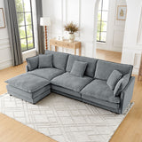 L-Shaped Sectional Sofa With Ottoman, Convertible 4 Seater Couch