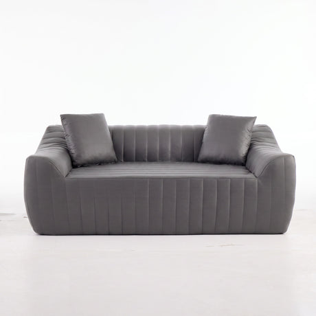 Oversized 2 Seater Loveseat With 2 Decor Throw Pillows, Deep Seat Sofa For Living Rooms