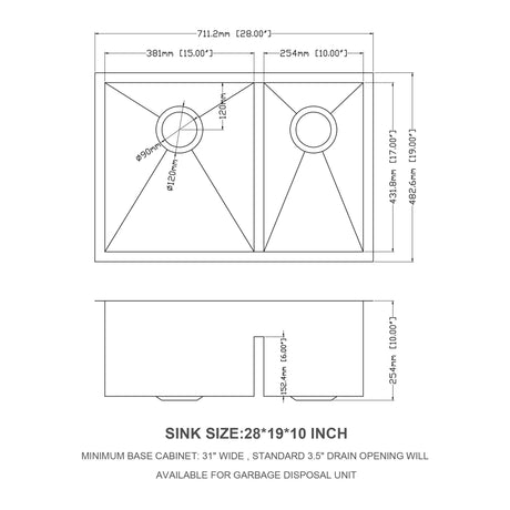 Modern Double Bowl Undermount Sink Design With 10" Deep Basins