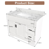 Bathroom Vanity Set, Fluted Cabinet, Soft Close Doors & Drawers, Sink Included - White